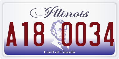 IL license plate A180034