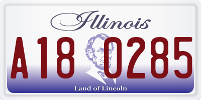 IL license plate A180285