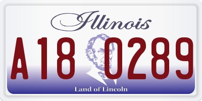 IL license plate A180289