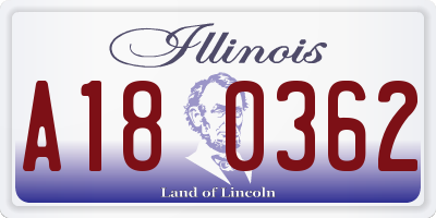 IL license plate A180362