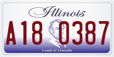 IL license plate A180387