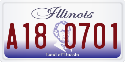IL license plate A180701