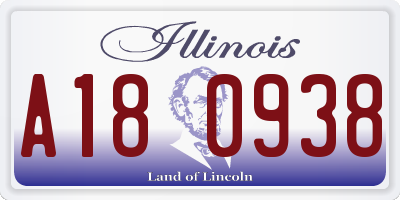 IL license plate A180938