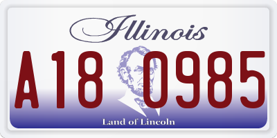 IL license plate A180985