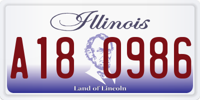 IL license plate A180986