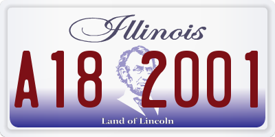 IL license plate A182001