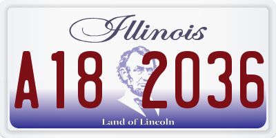 IL license plate A182036
