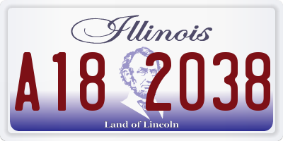 IL license plate A182038