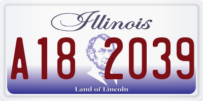 IL license plate A182039