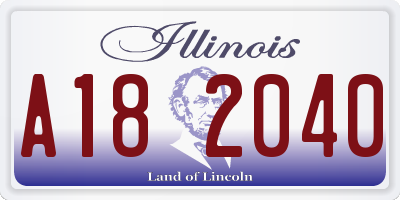 IL license plate A182040