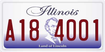 IL license plate A184001