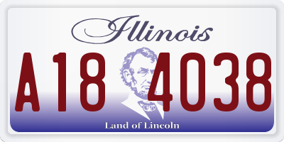 IL license plate A184038