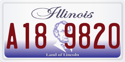 IL license plate A189820