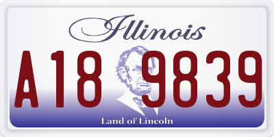 IL license plate A189839
