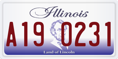 IL license plate A190231