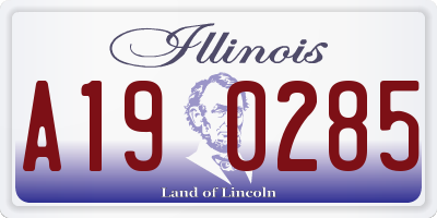IL license plate A190285