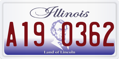 IL license plate A190362