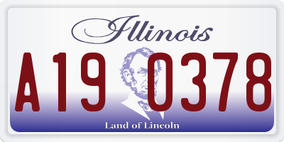 IL license plate A190378