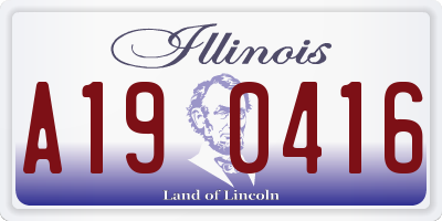 IL license plate A190416