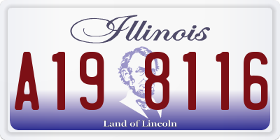 IL license plate A198116