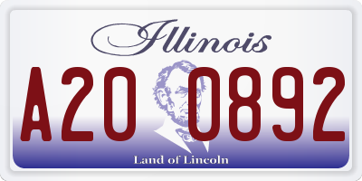 IL license plate A200892