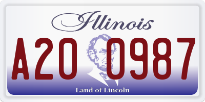IL license plate A200987