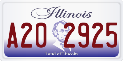 IL license plate A202925