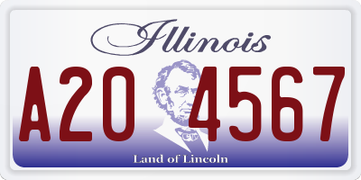 IL license plate A204567