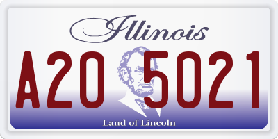 IL license plate A205021