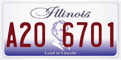 IL license plate A206701
