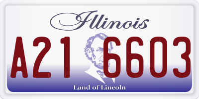 IL license plate A216603