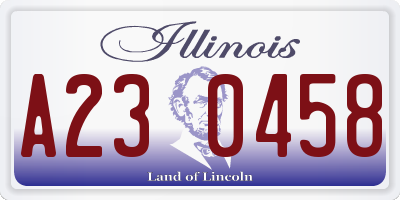 IL license plate A230458