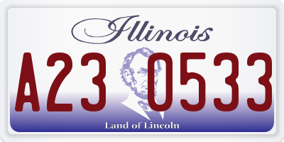 IL license plate A230533