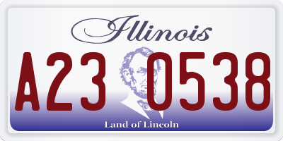 IL license plate A230538