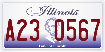 IL license plate A230567
