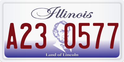 IL license plate A230577