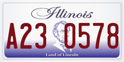 IL license plate A230578