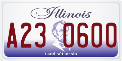 IL license plate A230600