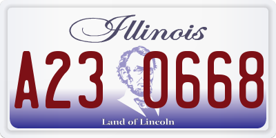 IL license plate A230668