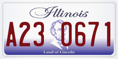 IL license plate A230671