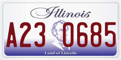 IL license plate A230685