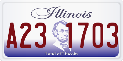 IL license plate A231703