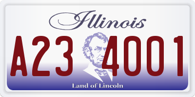IL license plate A234001