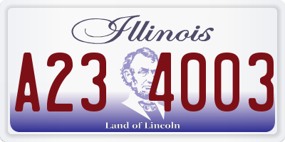 IL license plate A234003