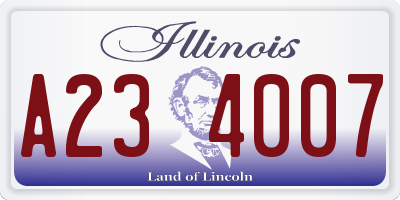 IL license plate A234007