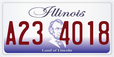 IL license plate A234018