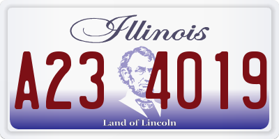 IL license plate A234019