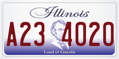 IL license plate A234020