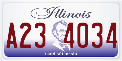IL license plate A234034