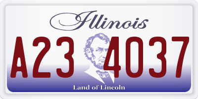 IL license plate A234037